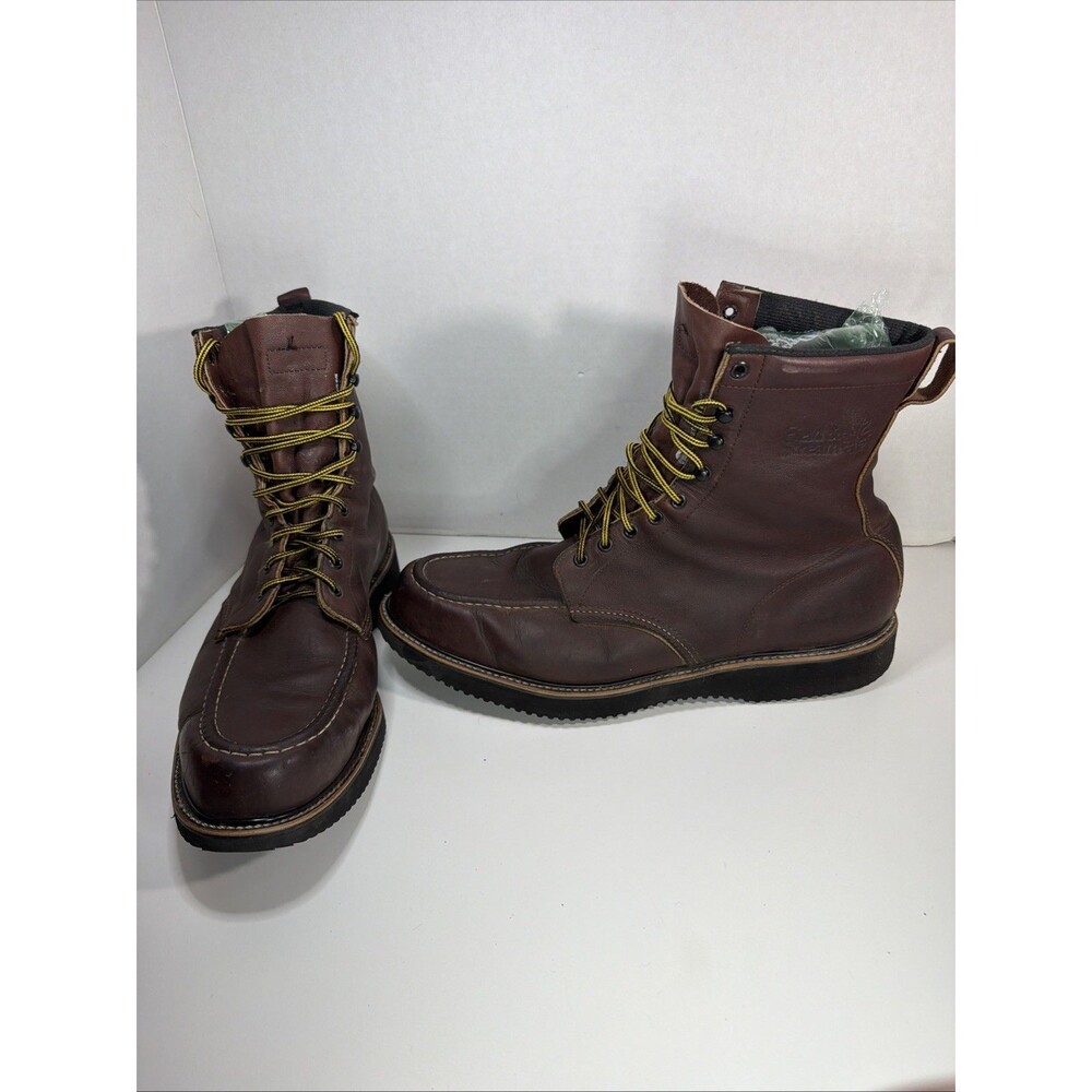 VTG Field & Stream Boots Mens Size 16 D Brown Leather Moc Toe Hunting Trail USA